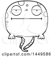 Clipart Graphic Of A Cartoon Black And White Lineart Bored Tadpole Pollywog Character Mascot Royalty Free Vector Illustration
