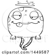 Cartoon Black And White Lineart Drunk Tadpole Pollywog Character Mascot