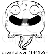 Poster, Art Print Of Cartoon Black And White Lineart Happy Tadpole Pollywog Character Mascot