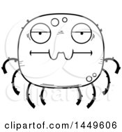 Poster, Art Print Of Cartoon Black And White Lineart Bored Spider Character Mascot