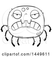 Clipart Graphic Of A Cartoon Black And White Lineart Mad Spider Character Mascot Royalty Free Vector Illustration