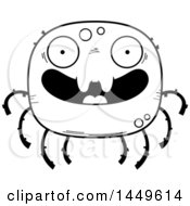 Poster, Art Print Of Cartoon Black And White Lineart Happy Spider Character Mascot