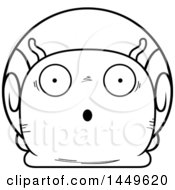 Poster, Art Print Of Cartoon Black And White Lineart Surprised Snail Character Mascot