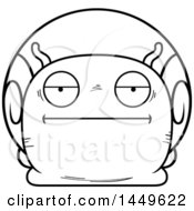 Clipart Graphic Of A Cartoon Black And White Lineart Bored Snail Character Mascot Royalty Free Vector Illustration
