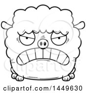 Poster, Art Print Of Cartoon Black And White Lineart Mad Sheep Character Mascot