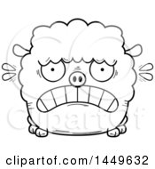 Poster, Art Print Of Cartoon Black And White Lineart Scared Sheep Character Mascot