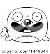 Poster, Art Print Of Cartoon Black And White Lineart Happy Seal Character Mascot
