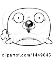 Poster, Art Print Of Cartoon Black And White Lineart Surprised Seal Character Mascot
