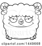 Poster, Art Print Of Cartoon Black And White Lineart Evil Ram Sheep Character Mascot