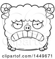 Poster, Art Print Of Cartoon Black And White Lineart Mad Ram Sheep Character Mascot