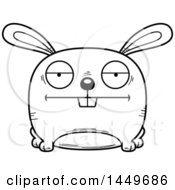 Poster, Art Print Of Cartoon Black And White Lineart Bored Bunny Rabbit Hare Character Mascot