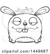 Clipart Graphic Of A Cartoon Black And White Lineart Drunk Bunny Rabbit Hare Character Mascot Royalty Free Vector Illustration
