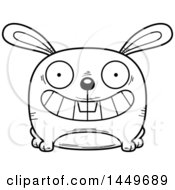 Poster, Art Print Of Cartoon Black And White Lineart Grinning Bunny Rabbit Hare Character Mascot