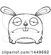 Poster, Art Print Of Cartoon Black And White Lineart Sad Bunny Rabbit Hare Character Mascot