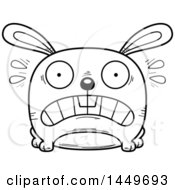 Poster, Art Print Of Cartoon Black And White Lineart Scared Bunny Rabbit Hare Character Mascot