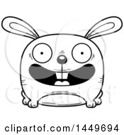 Poster, Art Print Of Cartoon Black And White Lineart Happy Bunny Rabbit Hare Character Mascot