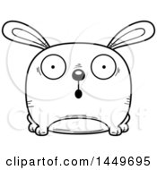 Poster, Art Print Of Cartoon Black And White Lineart Surprised Bunny Rabbit Hare Character Mascot