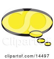 Circle Shaped Thought Balloon With A Yellow Background And Bold Black Outline Clipart Illustration