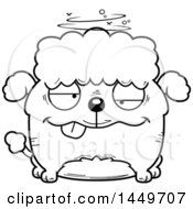Poster, Art Print Of Cartoon Black And White Lineart Drunk Poodle Dog Character Mascot