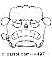 Clipart Graphic Of A Cartoon Black And White Lineart Mad Poodle Dog Character Mascot Royalty Free Vector Illustration