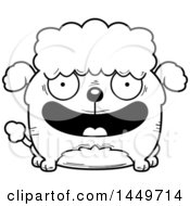 Poster, Art Print Of Cartoon Black And White Lineart Happy Poodle Dog Character Mascot
