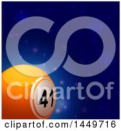 Poster, Art Print Of 3d Orange Number 41 Lottery Or Bingo Ball Over A Blue Outer Space Background