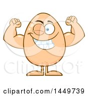 Clipart Graphic Of A Cartoon Strong Flexing Egg Mascot Character Royalty Free Vector Illustration