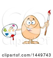 Cartoon Happy Artist Egg Mascot Character