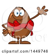 Cartoon Chocolate Easter Egg Mascot Character Waving