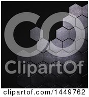 Poster, Art Print Of Black Carbon Fiber And Metal Hexagon Background