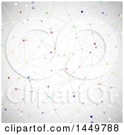Background Of A Network With Colorful Connecting Dots On Gray