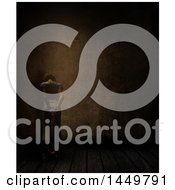 Clipart Graphic Of A 3d Rear View Of A Woman Facing A Dark Wall Royalty Free Illustration