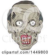 Clipart Graphic Of A Sketched Drawing Styled Zombie Head Royalty Free Vector Illustration by patrimonio