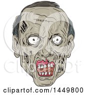 Poster, Art Print Of Sketched Drawing Styled Zombie Head