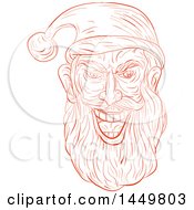 Poster, Art Print Of Sketched Drawing Styled Evil Santa Claus Face