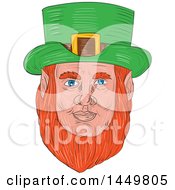 Poster, Art Print Of Sketched Drawing Styled Leprechaun Face