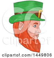 Poster, Art Print Of Sketched Drawing Styled Leprechaun Face Facing Right
