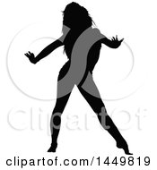 Clipart Graphic Of A Black Silhouetted Woman Dancing Royalty Free Vector Illustration