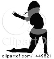 Clipart Graphic Of A Black Silhouetted Woman Dancing Royalty Free Vector Illustration