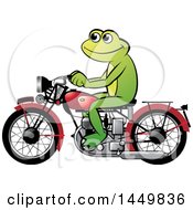 Poster, Art Print Of Happy Frog Riding A Red Motorcycle