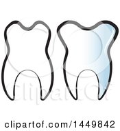 Clipart Graphic Of A Gradient And Black And White Tooth Royalty Free Vector Illustration
