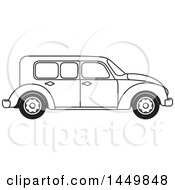 Clipart Graphic Of A Black And White Vintage Car Royalty Free Vector Illustration