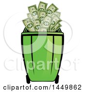 Poster, Art Print Of Green Recycle Bin With Cash Money