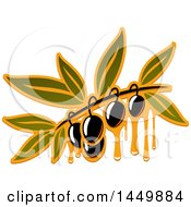 Clipart Graphic Of A Black Olive And Oil Design Royalty Free Vector Illustration
