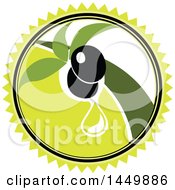 Clipart Graphic Of A Black Olive And Oil Design Royalty Free Vector Illustration