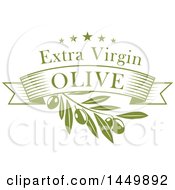 Clipart Graphic Of A Green Extra Virgin Olive Oil Design Royalty Free Vector Illustration