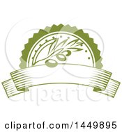 Clipart Graphic Of A Green Olive And Banner Design Royalty Free Vector Illustration
