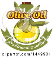 Clipart Graphic Of A Green Olive Oil Design Royalty Free Vector Illustration