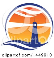 Clipart Graphic Of A Sunset Lighthouse Design Royalty Free Vector Illustration