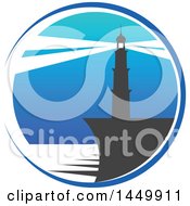 Clipart Graphic Of A Blue Lighthouse Design Royalty Free Vector Illustration